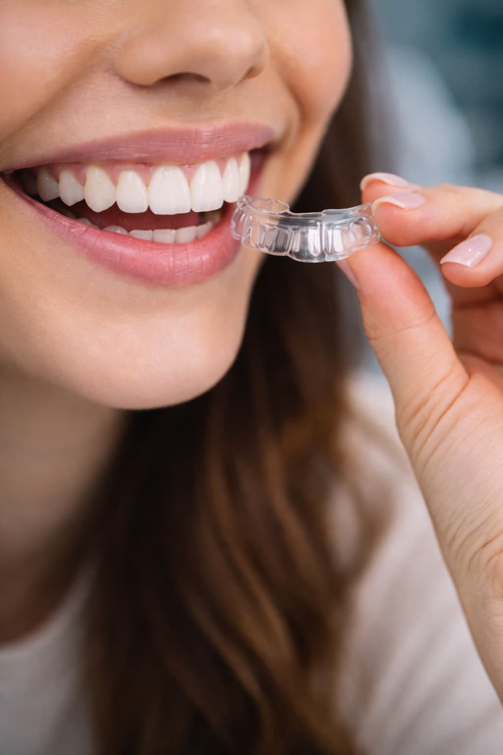 Smiling patient with clear aligners