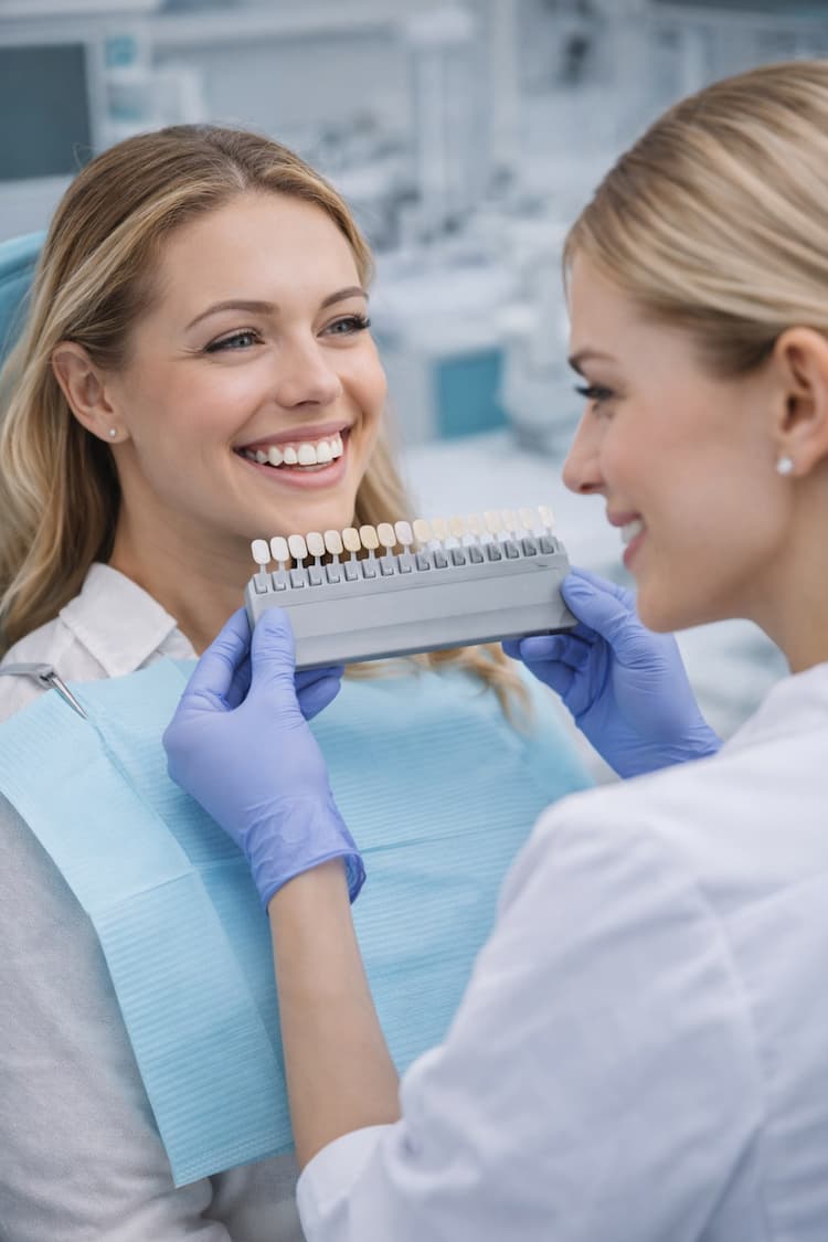 Cosmetic dentistry consultation with a smiling patient